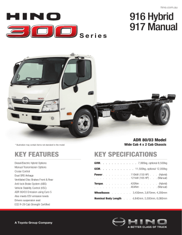 Hino 300 916 Hybrid & 300 917 Manual Specification | Manualzz