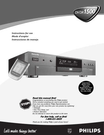 Philips DVDR1500 DVD Player User manual | Manualzz