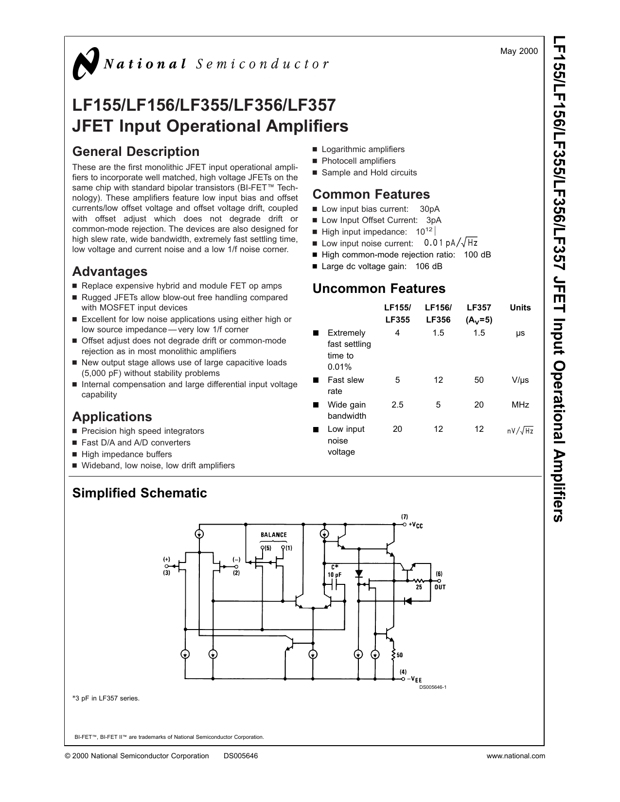 LF155/LF156/LF355/LF356/LF357 JFET Input Operational Amplifiers | Manualzz