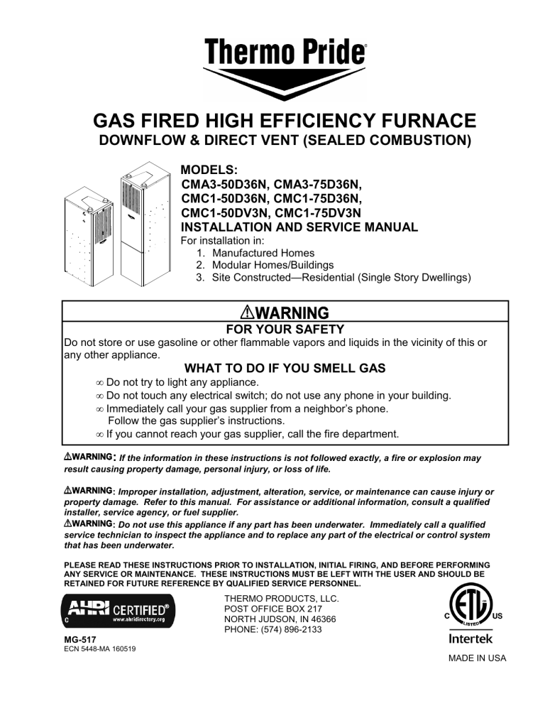 CMA3 Thermo Pride Manualzz