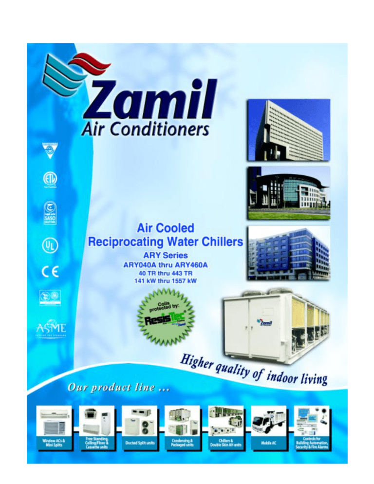 ARY series Zamil Air Conditioners Performance data