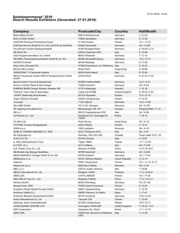 Spielwarenmesse 2016 Search Results Exhibitors Generated Manualzz