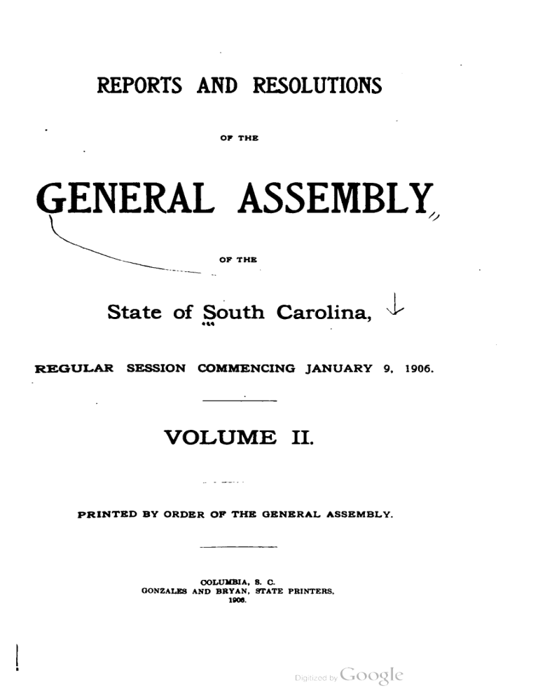 Reports And Resolutions Of South Carolina To The Manualzz