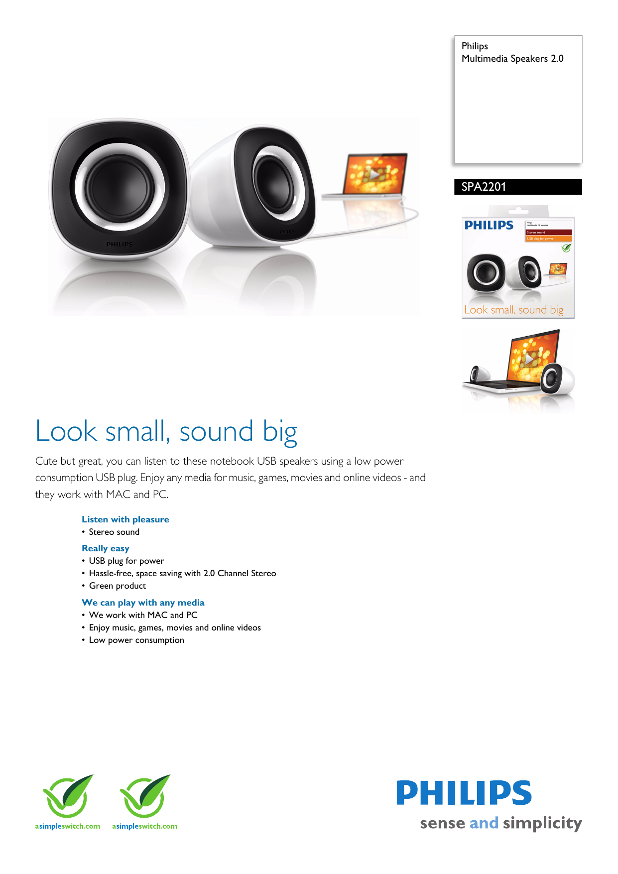 philips 2.0 speakers with usb plug