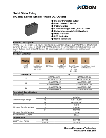 KG3RD Series Single Phase DC Output Solid State Relay | Manualzz