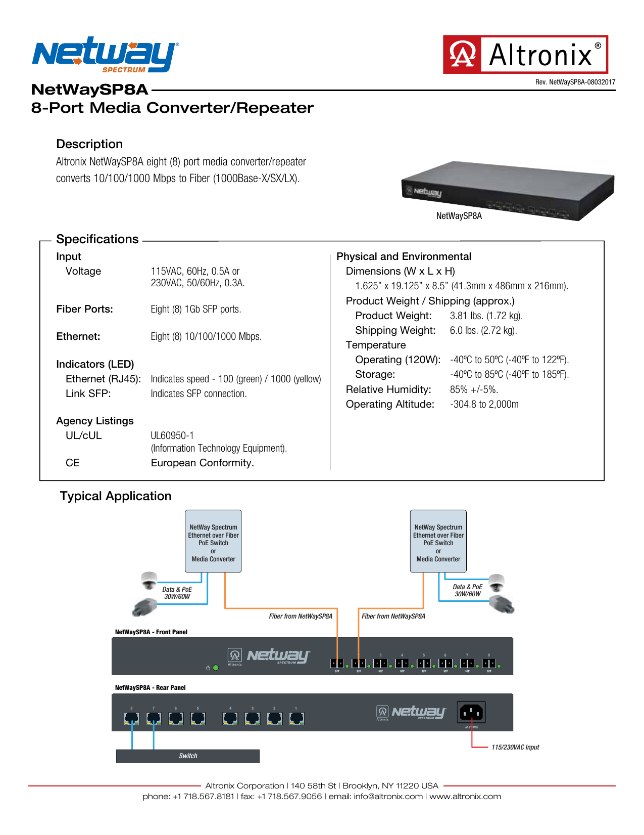 NetWaySP8A 8-Port Media Converter/Repeater | Manualzz