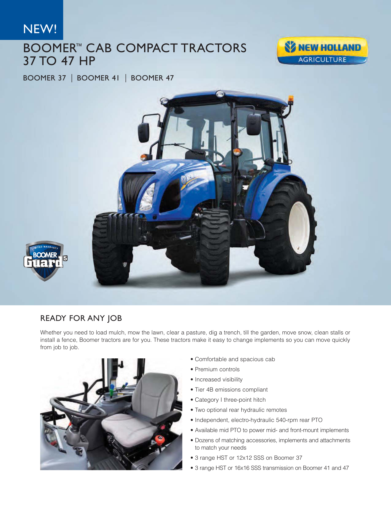 New Boomer Cab Compact Tractors 37 To 47 Hp Manualzz