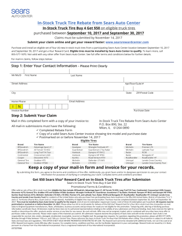 Hankook 2001276 Rebate Form  Manualzz