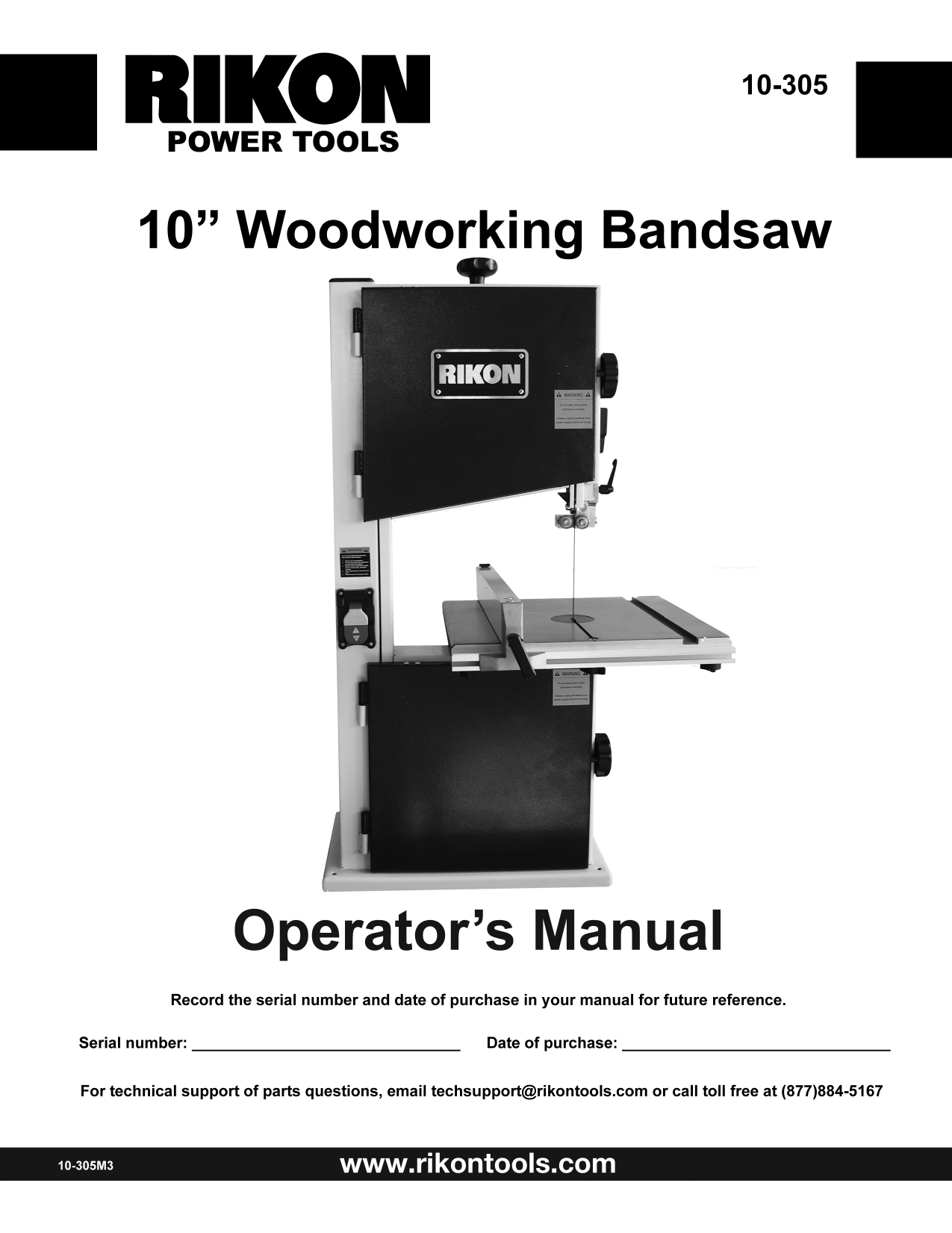 Rikon Power Tools 10-305 Owner's manual | Manualzz