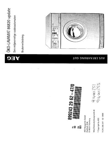 Aeg LAV86820-W Brukermanual | Manualzz