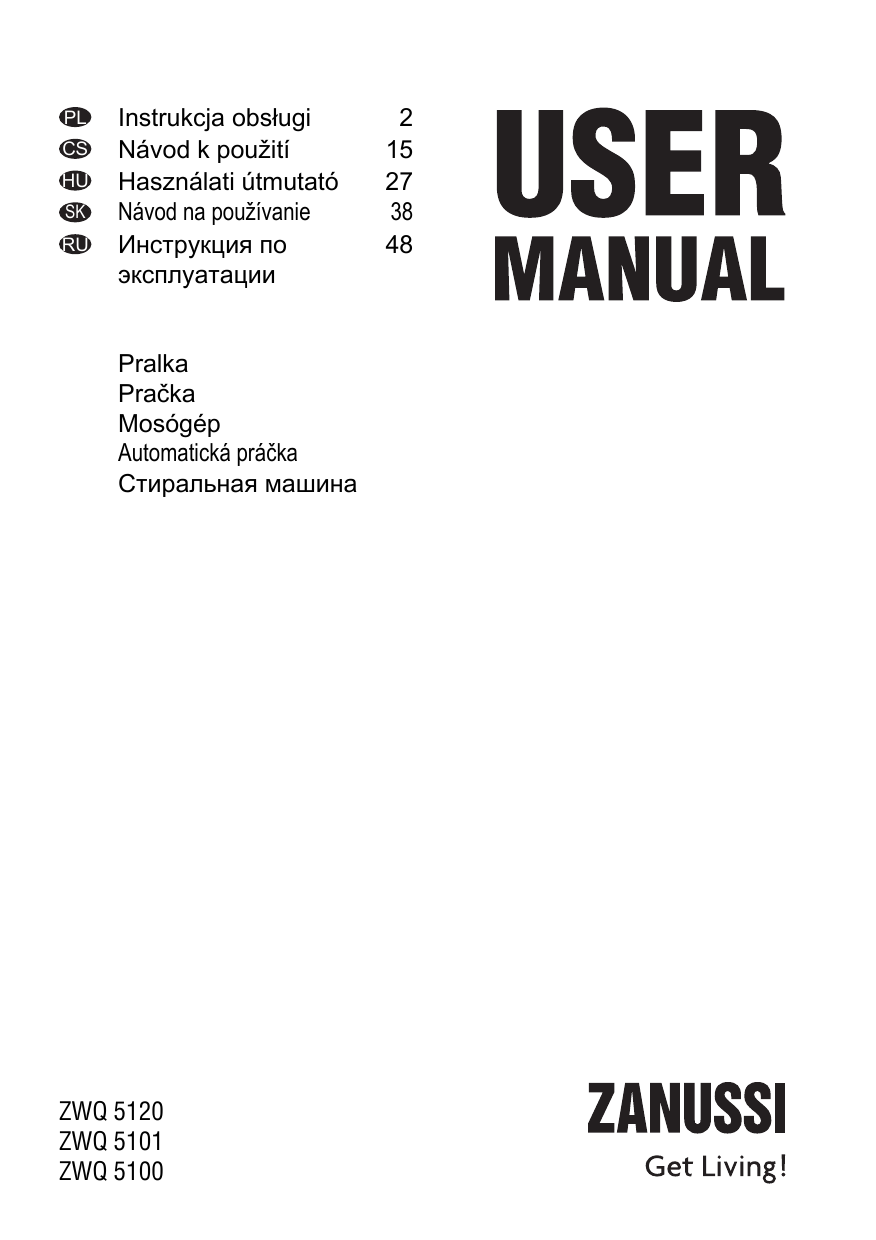 ZANUSSI ZWQ5101 Uživatelský Manuál | Manualzz