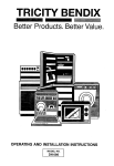 Tricity Bendix Dishwasher DH 086 Operating and Installation Instructions