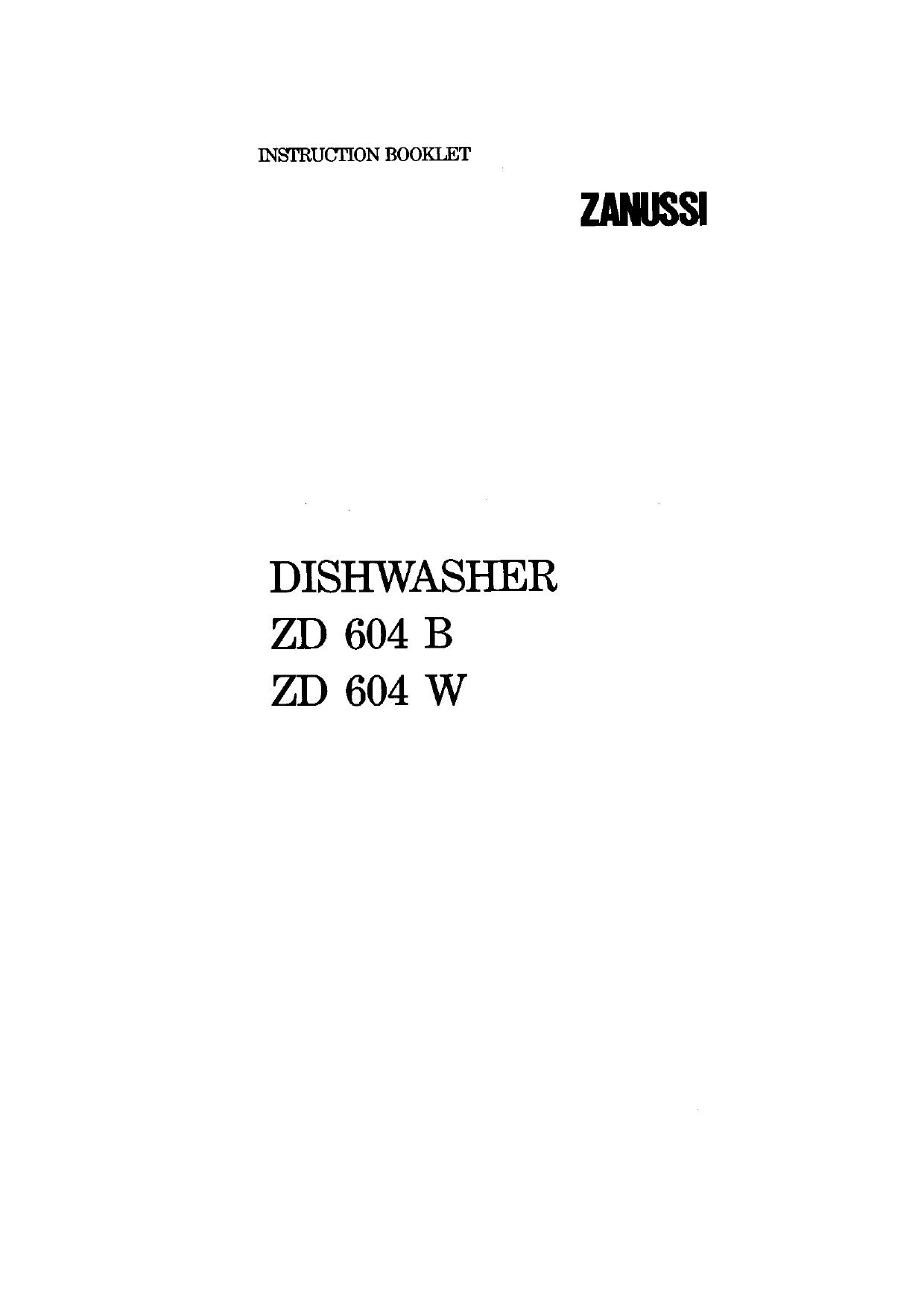Zanussi Zd604b User Manual Manualzz