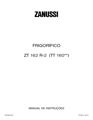 ZANUSSI ZT 162 R-2 Manual do usuário | Manualzz