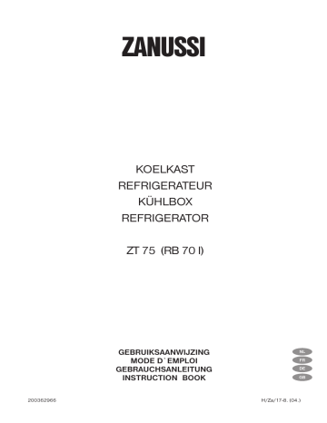 ZANUSSI ZT75 Handleiding | Manualzz