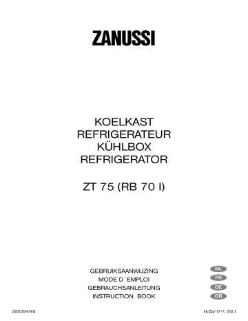 ZANUSSI ZT 75 Handleiding | Manualzz