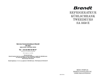 BRANDT SA3350E Handleiding | Manualzz