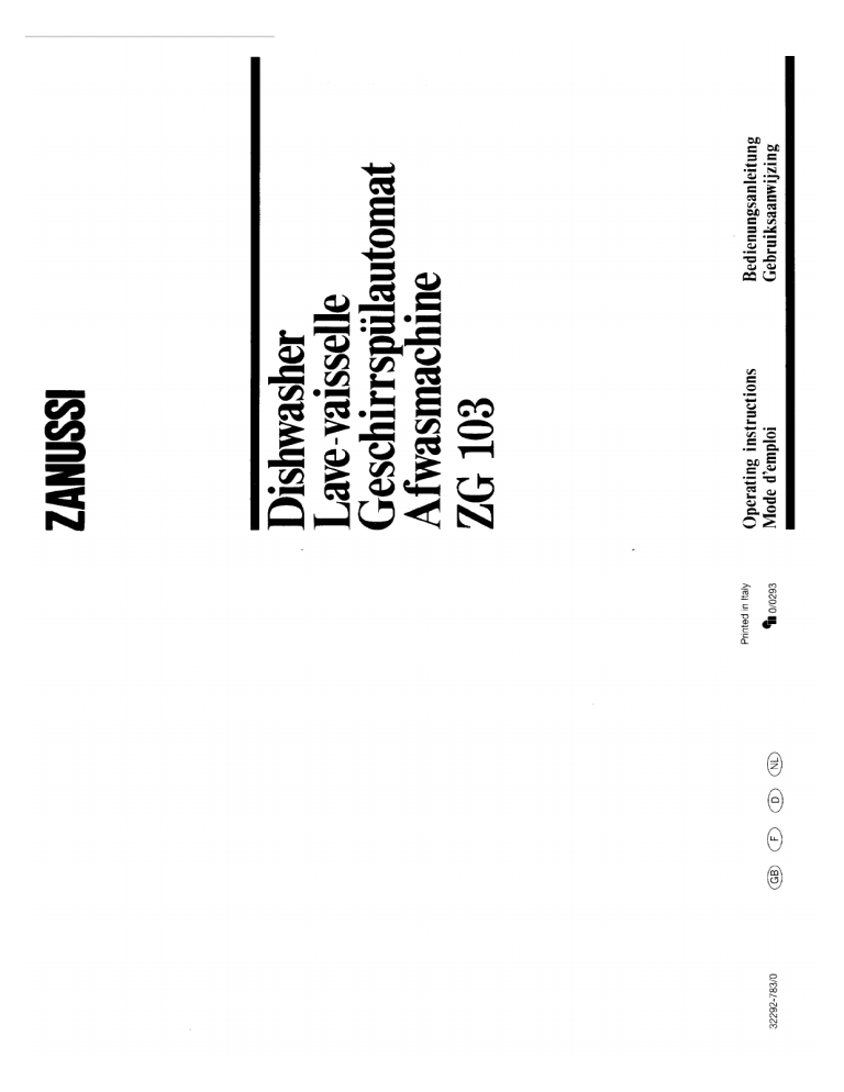 Zanussi Zg103 User Manual Manualzz