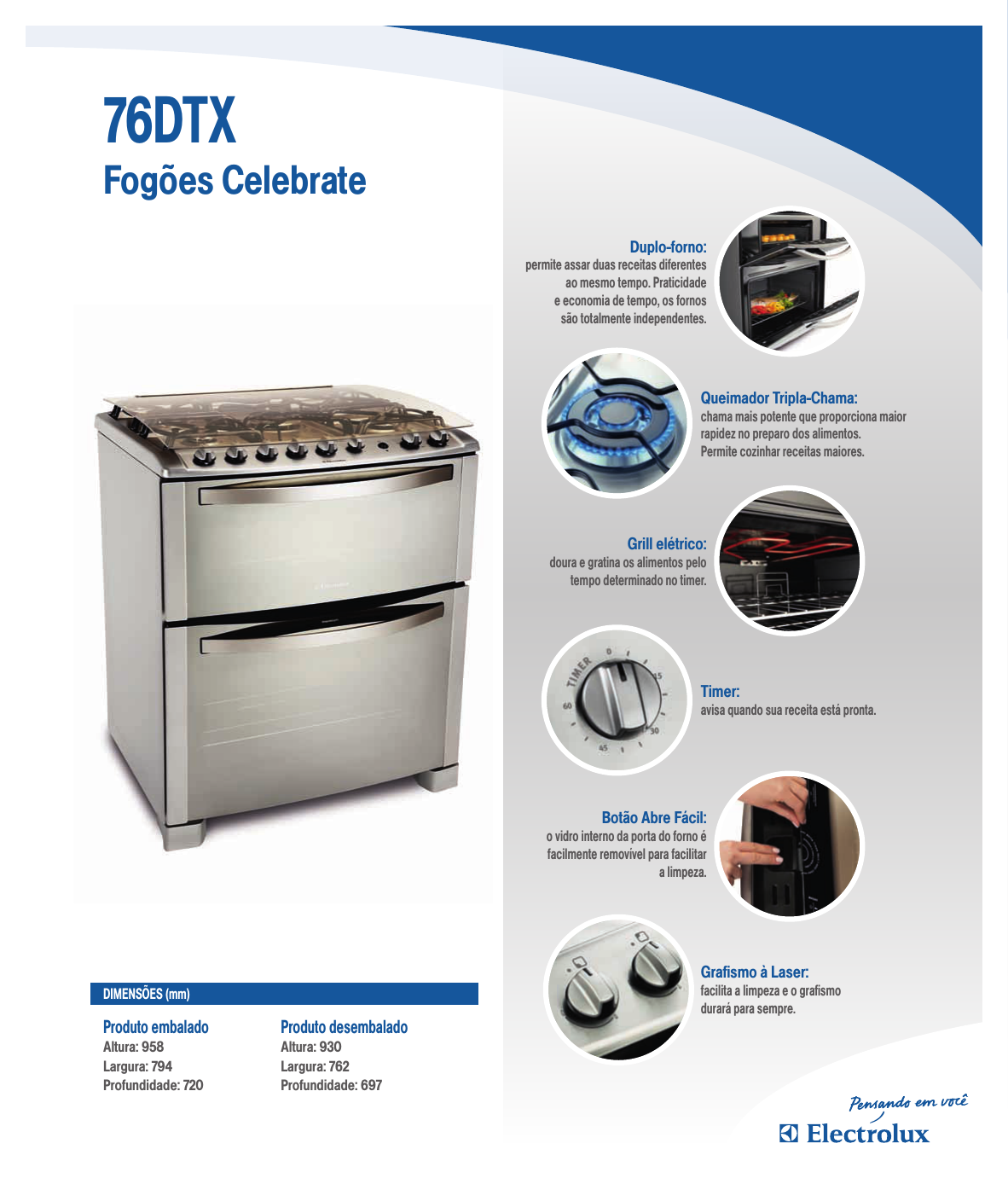 Cocina Electrolux 5 Hornallas Doble Horno – 76DXR - Merkamax