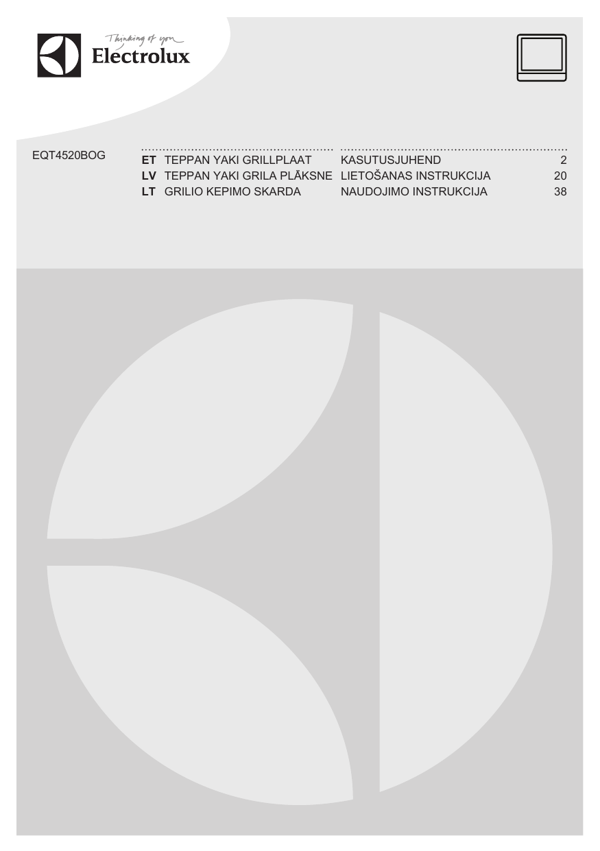 Electrolux Eqt4520bog Kasutusjuhend Manualzz