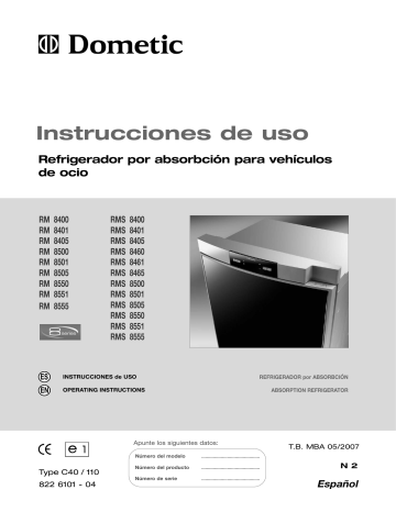 Dometic RML8550 Manual De Usuario | Manualzz