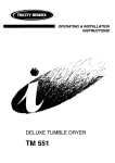Tricity Bendix TM551 MK2 Installation instructions