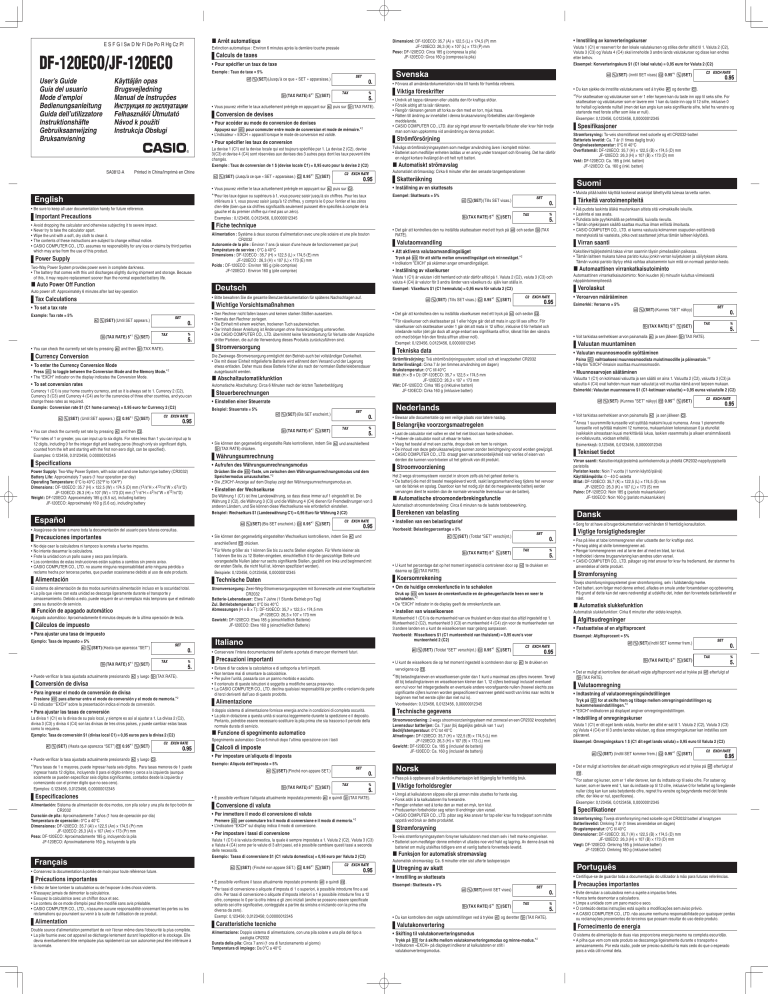 Casio Df 1eco User Guide Manualzz