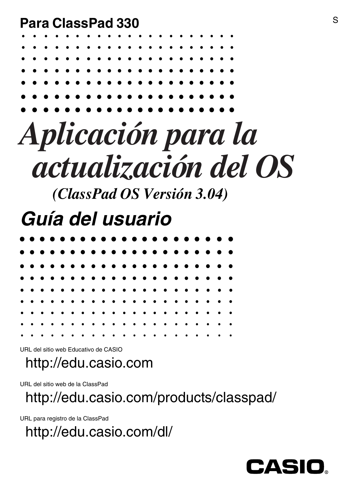Casio ClassPad 330 Aplicación para la actualización del OS (ClassPad OS  Versión 3.04) Guía del usuario | Manualzz