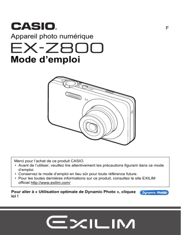 Casio EX-Z800 (Pour les clients américains du nord) Manuel utilisateur | Manualzz