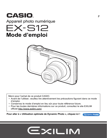 Casio EX-S12(Pour les clients américains du nord) Digital Camera Manuel utilisateur | Manualzz