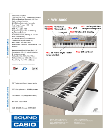 Casio WK 8000 Datenblatt Manualzz