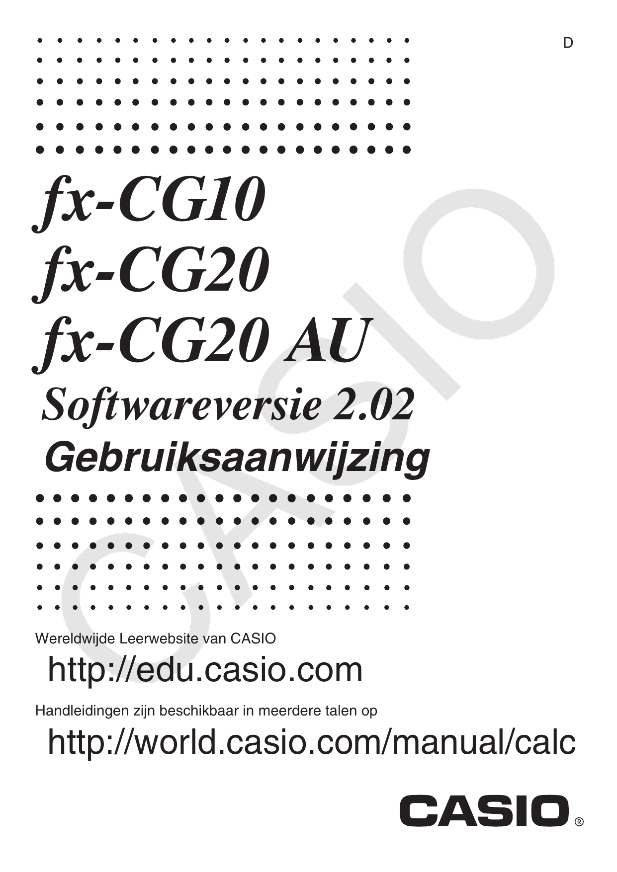 Casio fx-CG10, fx-CG20 Softwareversie 2.02 Gebruiksaanwijzing | Manualzz