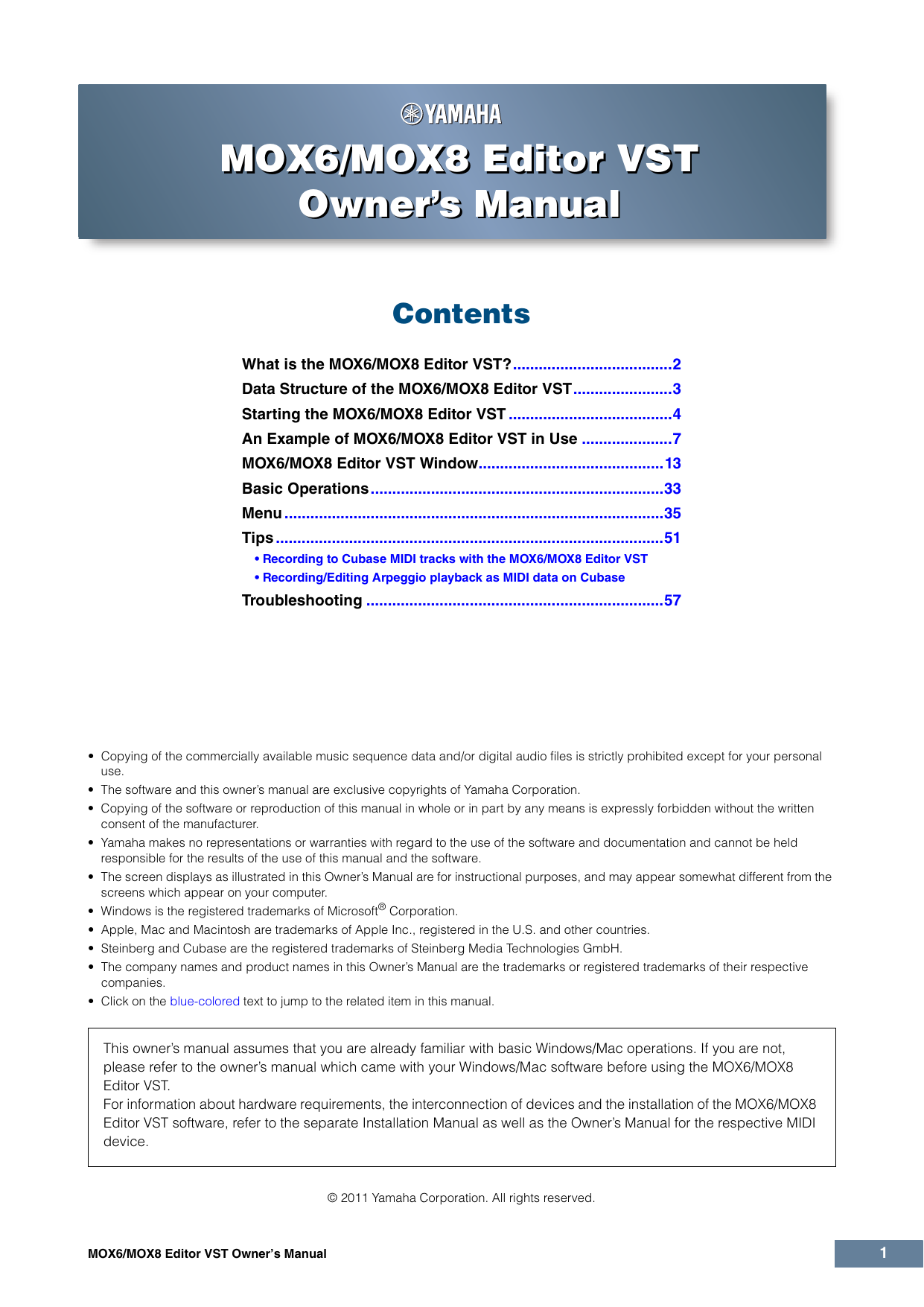 Yamaha MOX6, MOX8 Owner's manual | Manualzz