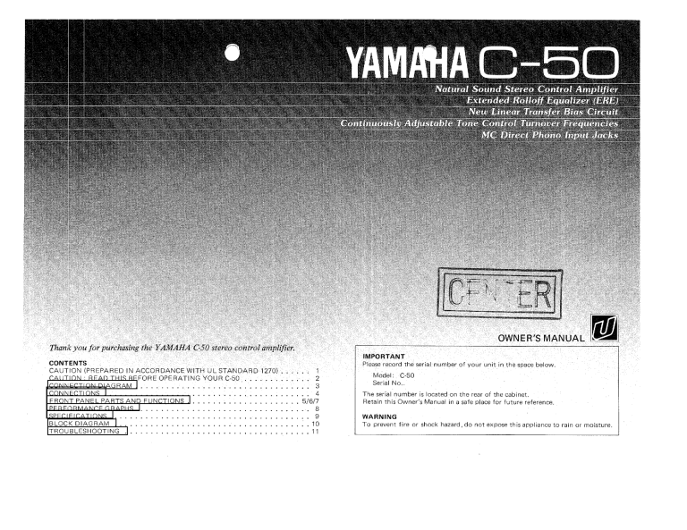 Yamaha C 50 Owner S Manual Manualzz