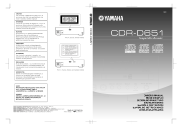 Yamaha CDR-D651 Owner's Manual | Manualzz