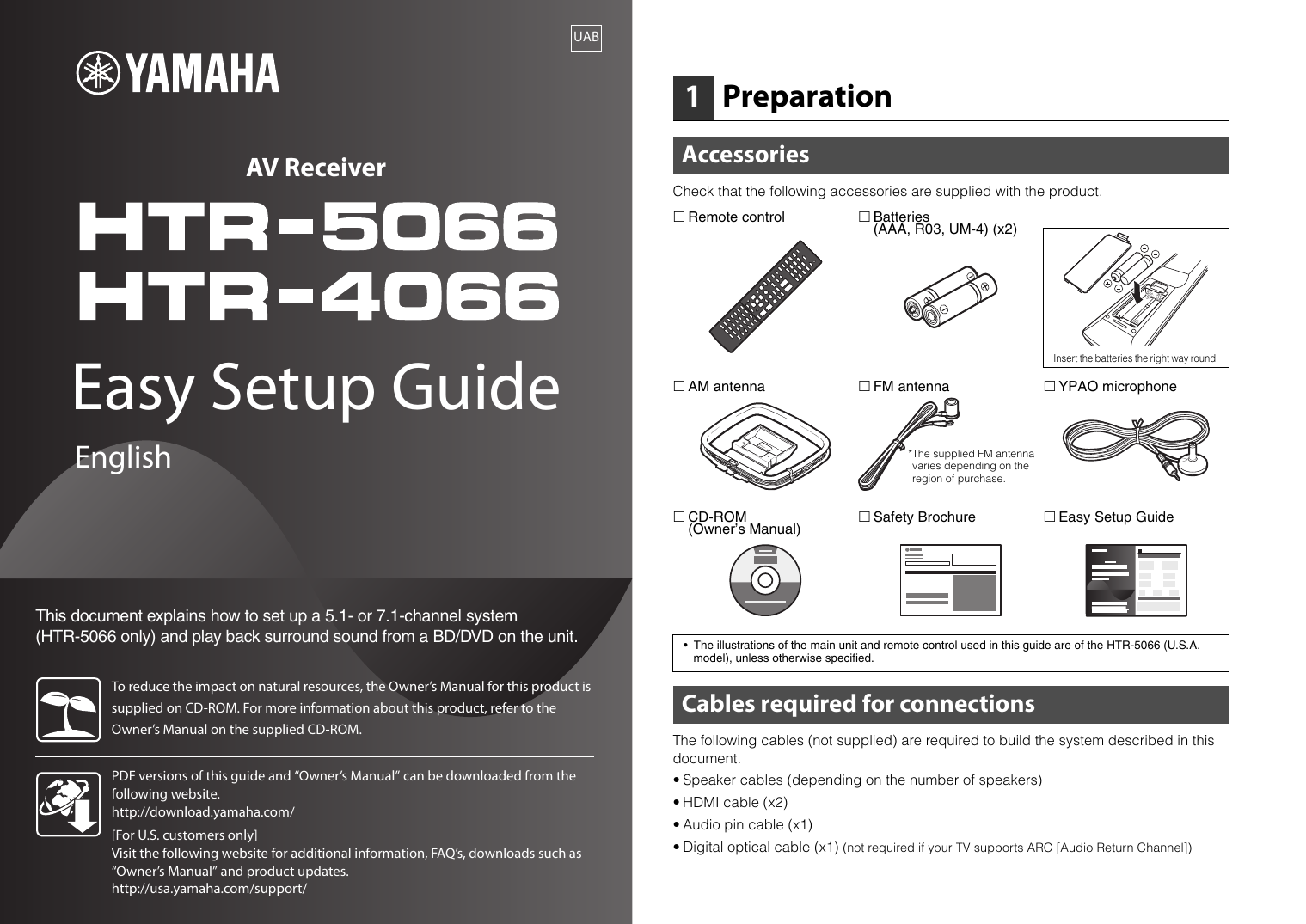 Yamaha HTR-5066, HTR-4066 Installation guide | Manualzz