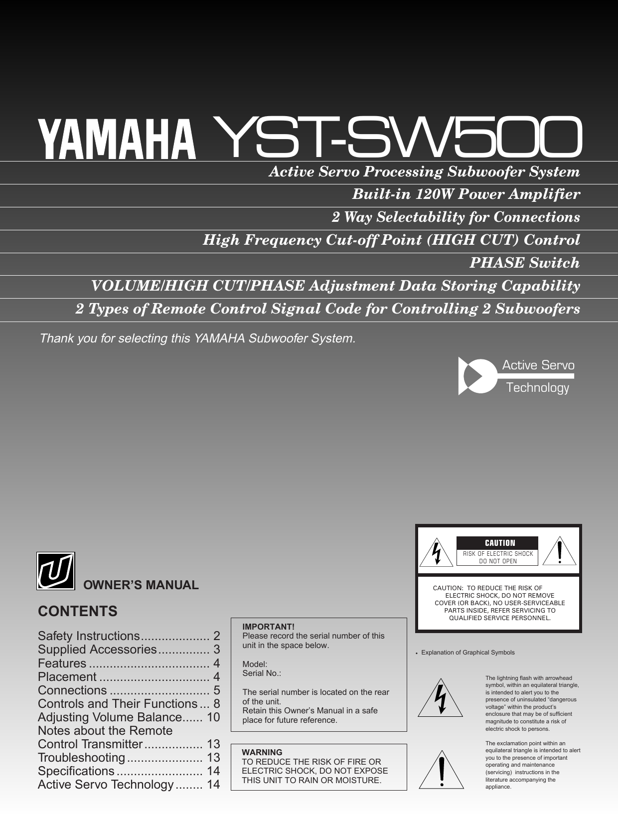 yamaha sw 500 subwoofer