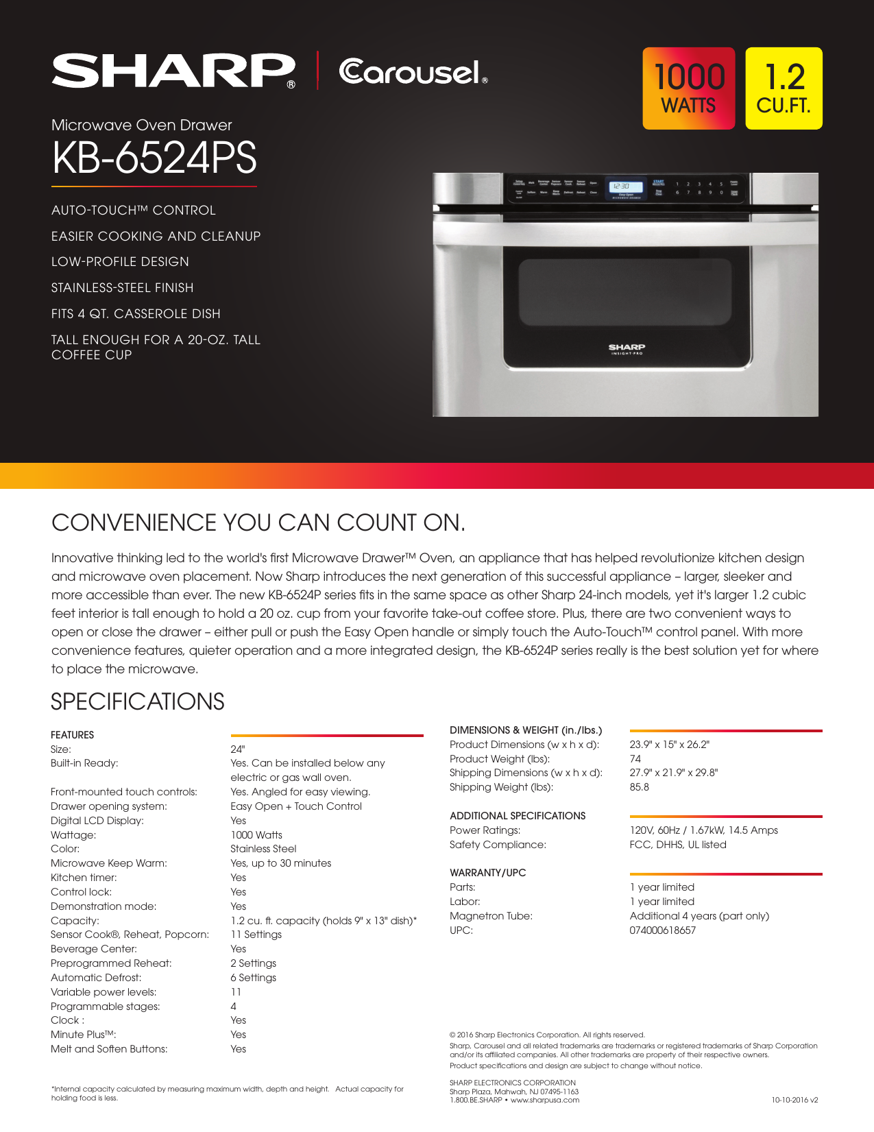 Sharp KB6524PSY Specification Manualzz