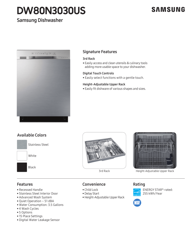 Samsung DW80N3030US Specification Manualzz