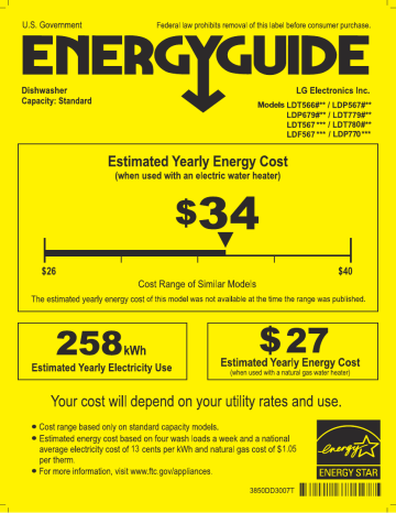 LG LDT5678ST Energy Guide Label | Manualzz