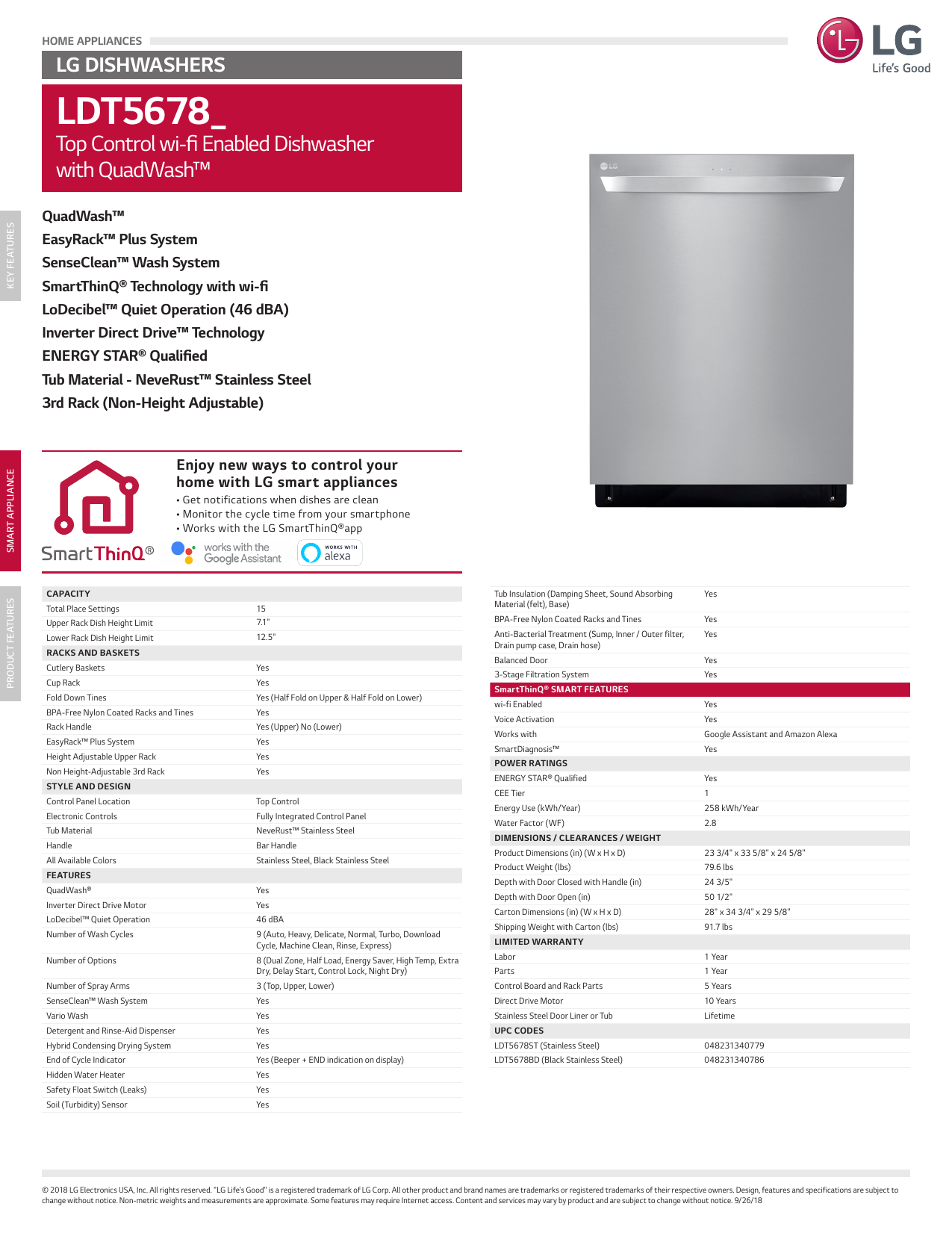 lg dishwasher ldt5678st