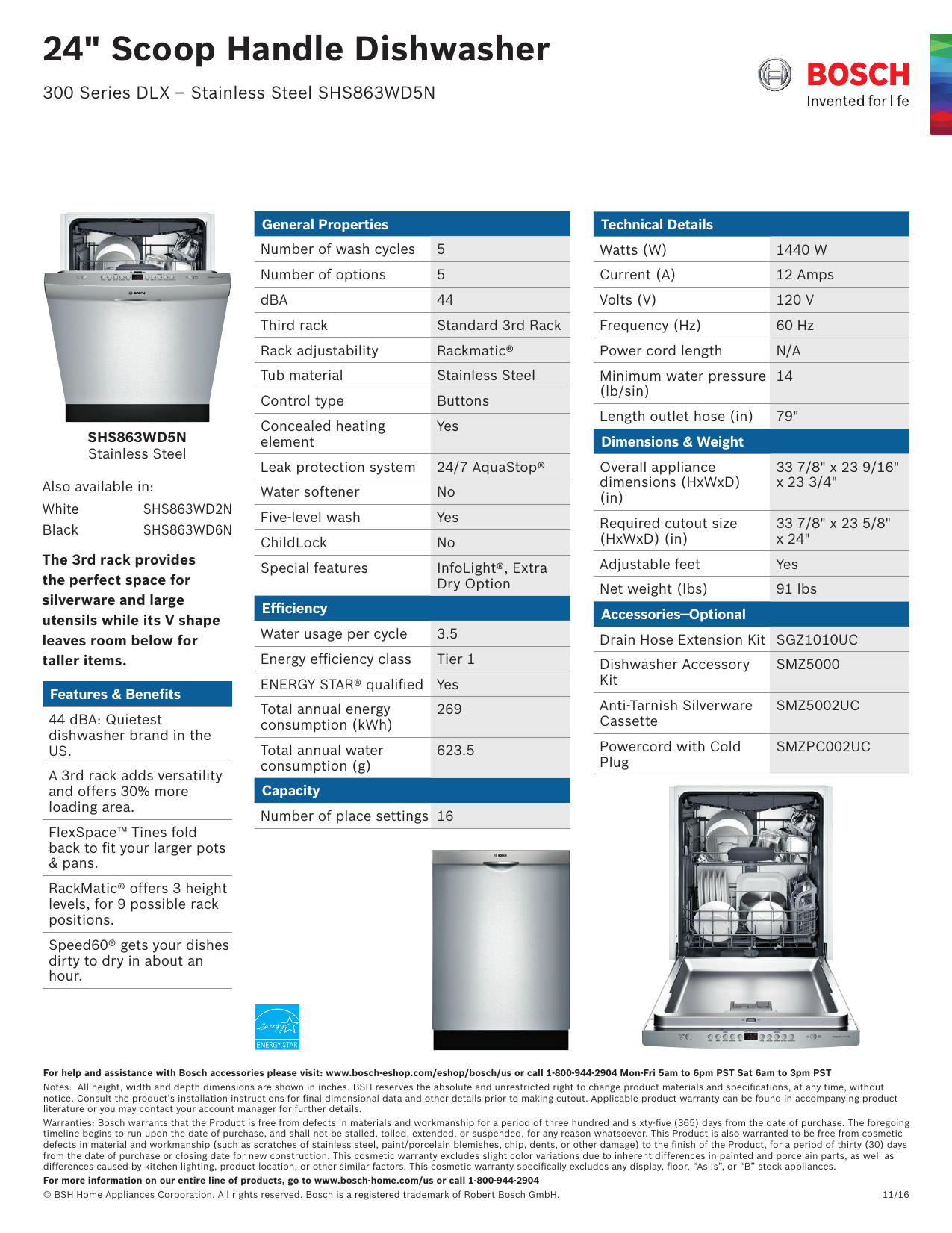 bosch model shs863wd5n