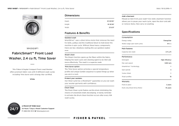 Front Load Washer, 2.4 cu ft, Time Saver