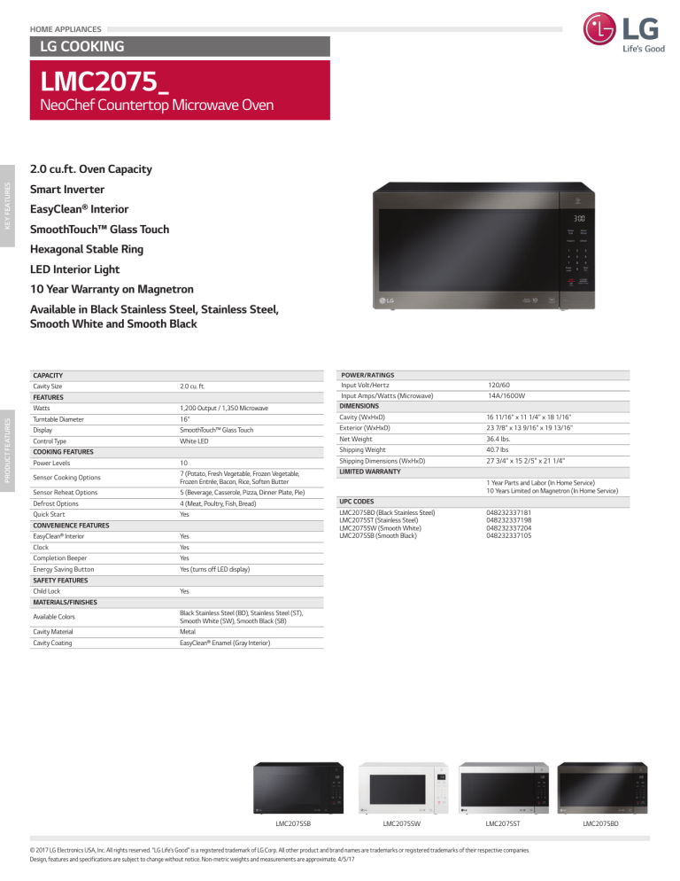 LG LMC2075BD, LMC2075ST Specification Manualzz