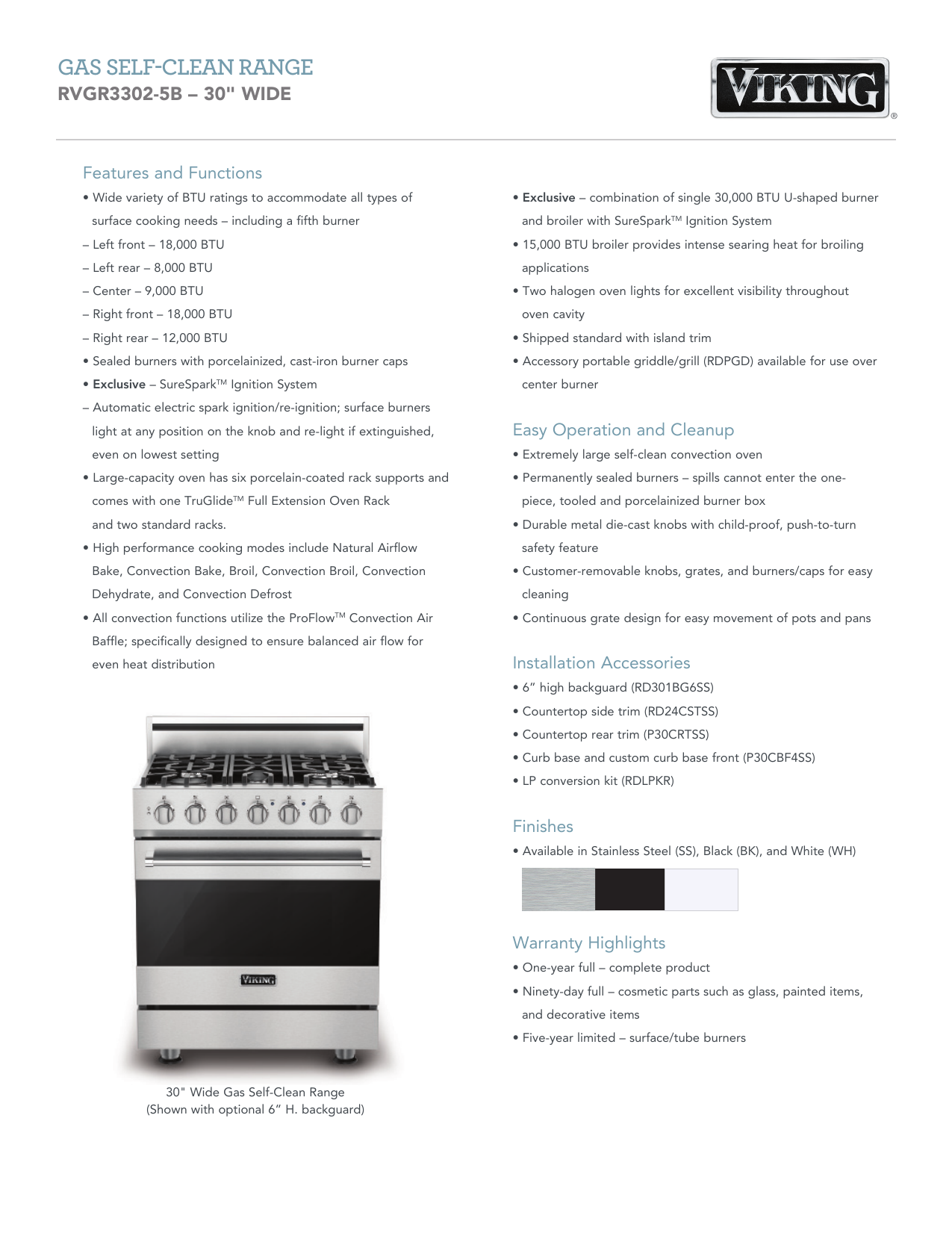 Viking Rvgr33025bsslp Specification Manualzz