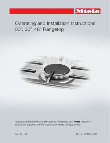 Miele 26112450USA Operating/Installation Instructions | Manualzz