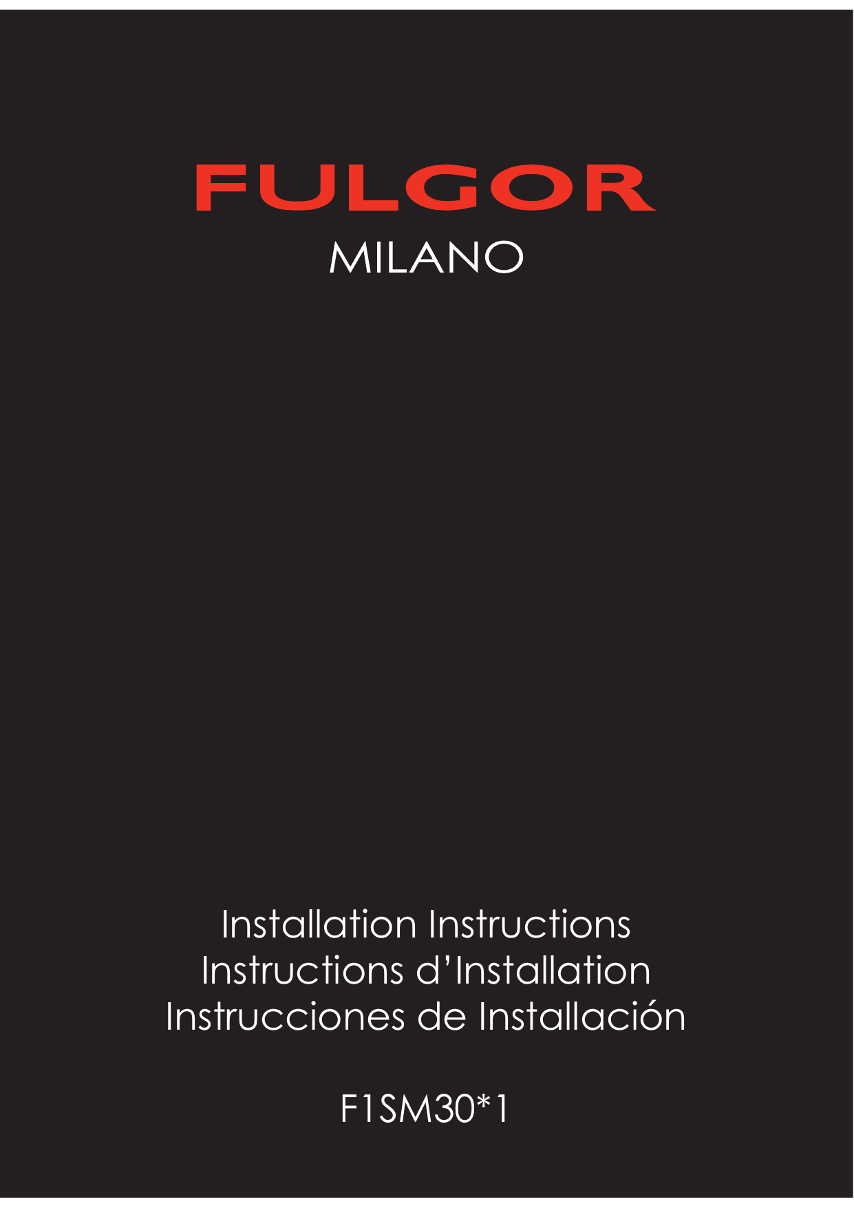 Fulgor Milano F1sm30s1 Installation Guide Manualzz