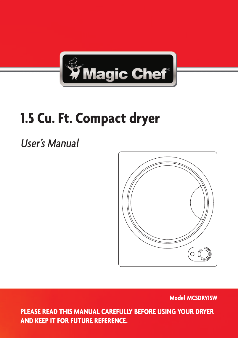 Magic Chef MCSDRY15W Owner's manual Manualzz