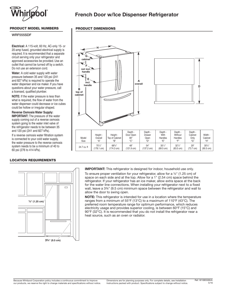 Whirlpool WRF555SDFZ User manual Manualzz