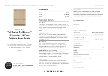 Fisher Paykel DD24DHTI9-N Reference Sheet | Manualzz